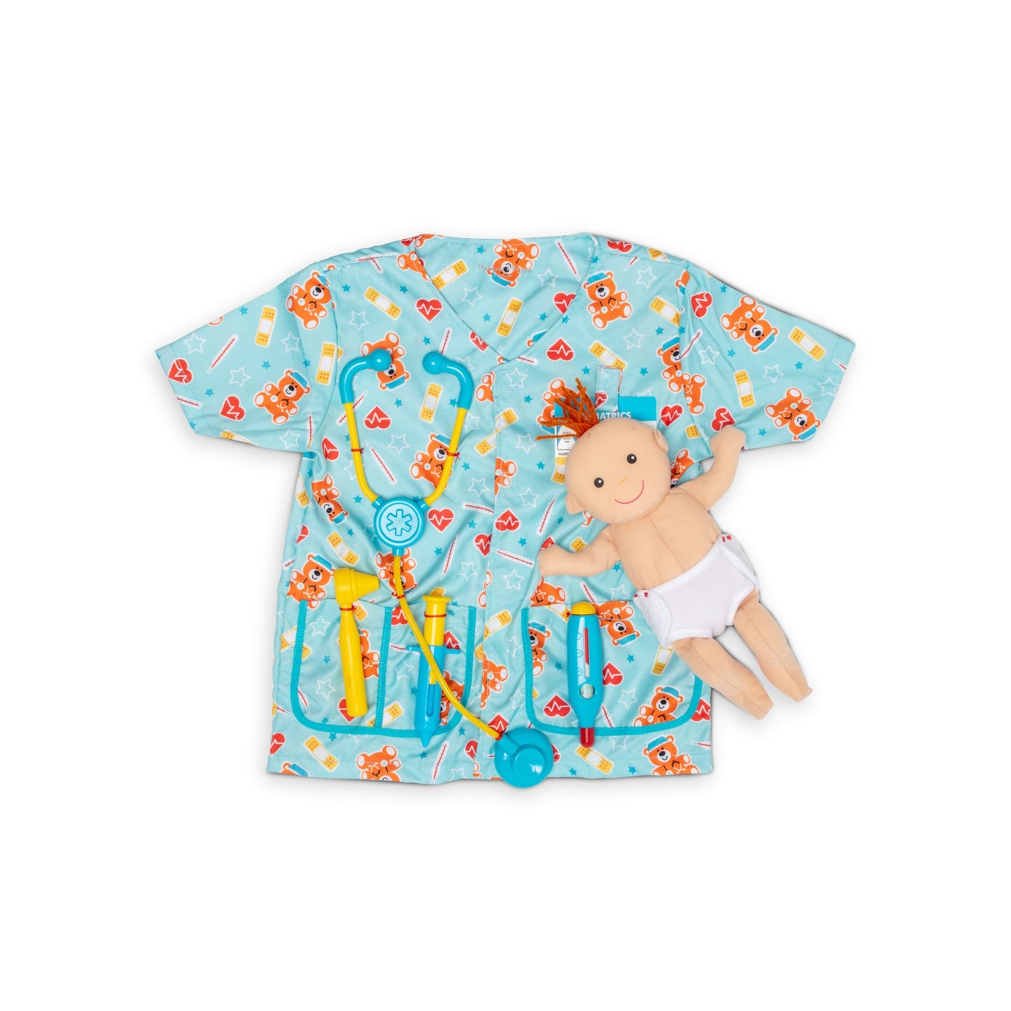 Melissa & Doug Pediatric Nurse Role Play Costume Set (8 pcs) - Includes Baby Doll, Stethoscope