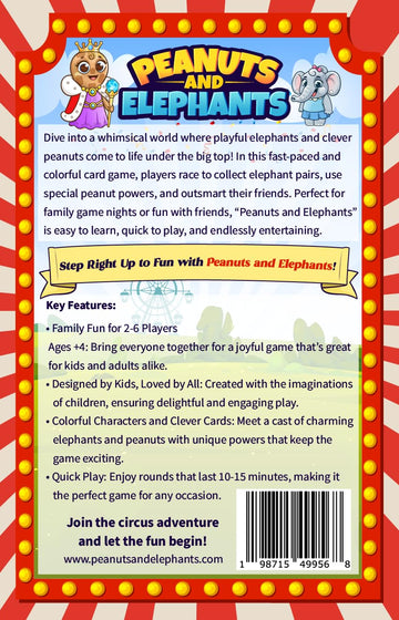 PEANUTS AND ELEPHANTS Card Game for Kids & Families