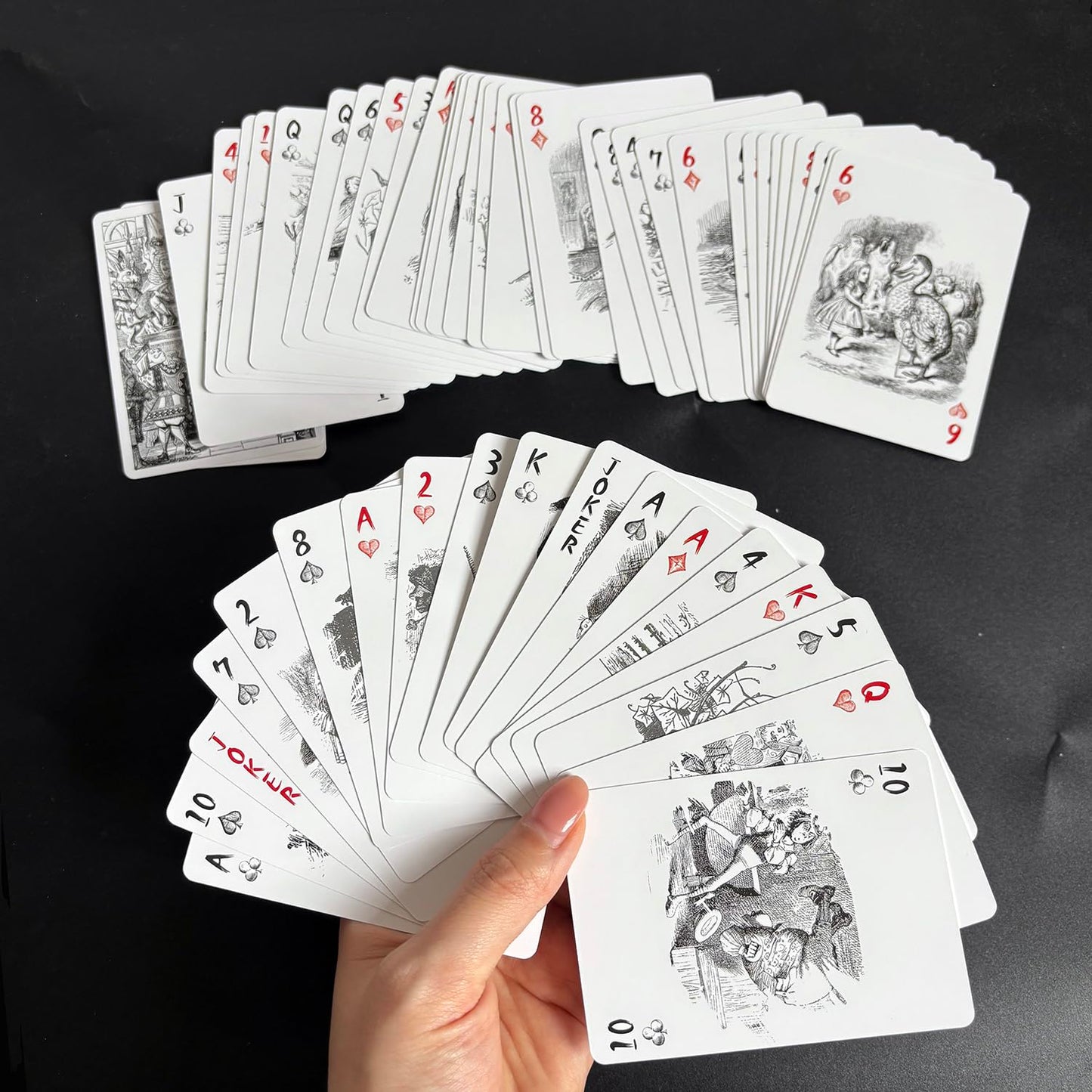 Black Lotus Alice in Wonderland Playing Cards Poker Deck 54 Cards All Different Vintage Retro Classic Style for Party Game