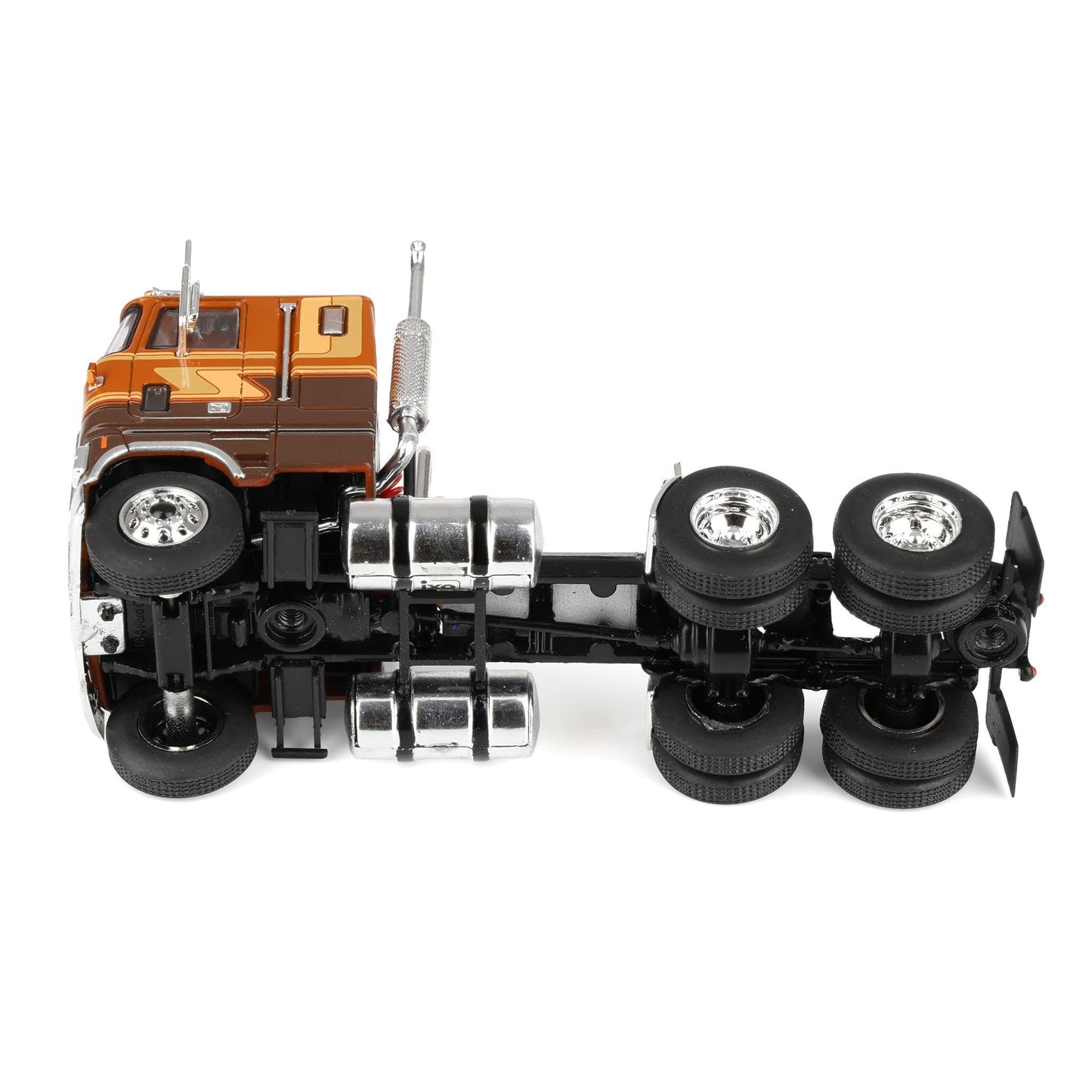 1976 CL 9000 Truck Tractor Brown Two-Tone with Graphics 1/64 Diecast Model by IXO Models U64TR009