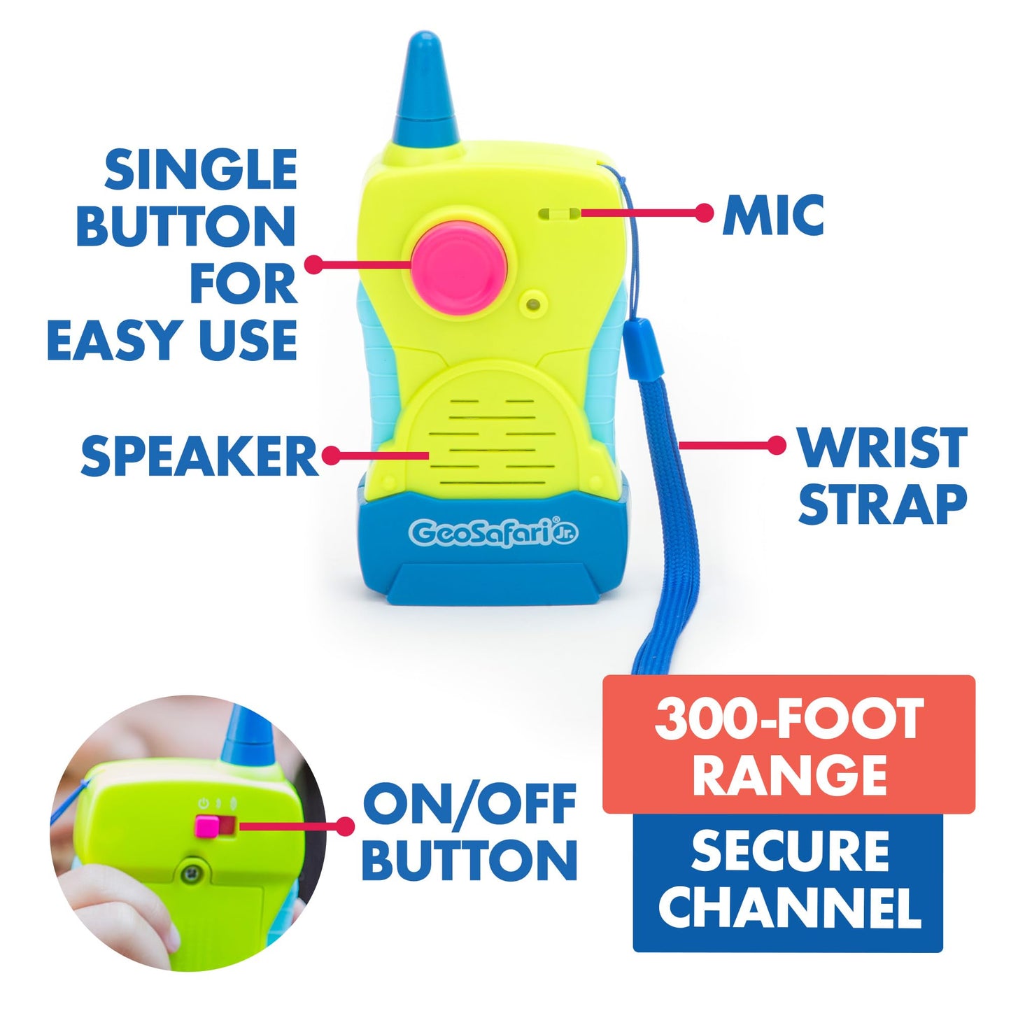 Educational Insights GeoSafari My First Walkie Talkies 2-Pack - Walkie Talkies for Kids, Kids Outdoor Toys, Camping and Adventure Toy, Kid-Friendly
