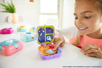 Polly Pocket Hidden Hideouts Moon Rockin’ Adventure Compact: 3 Hidden Hideouts, 2 Hidden Reveals, 3 Accessories, 1 Micro Shani Doll & Sticker Sheet