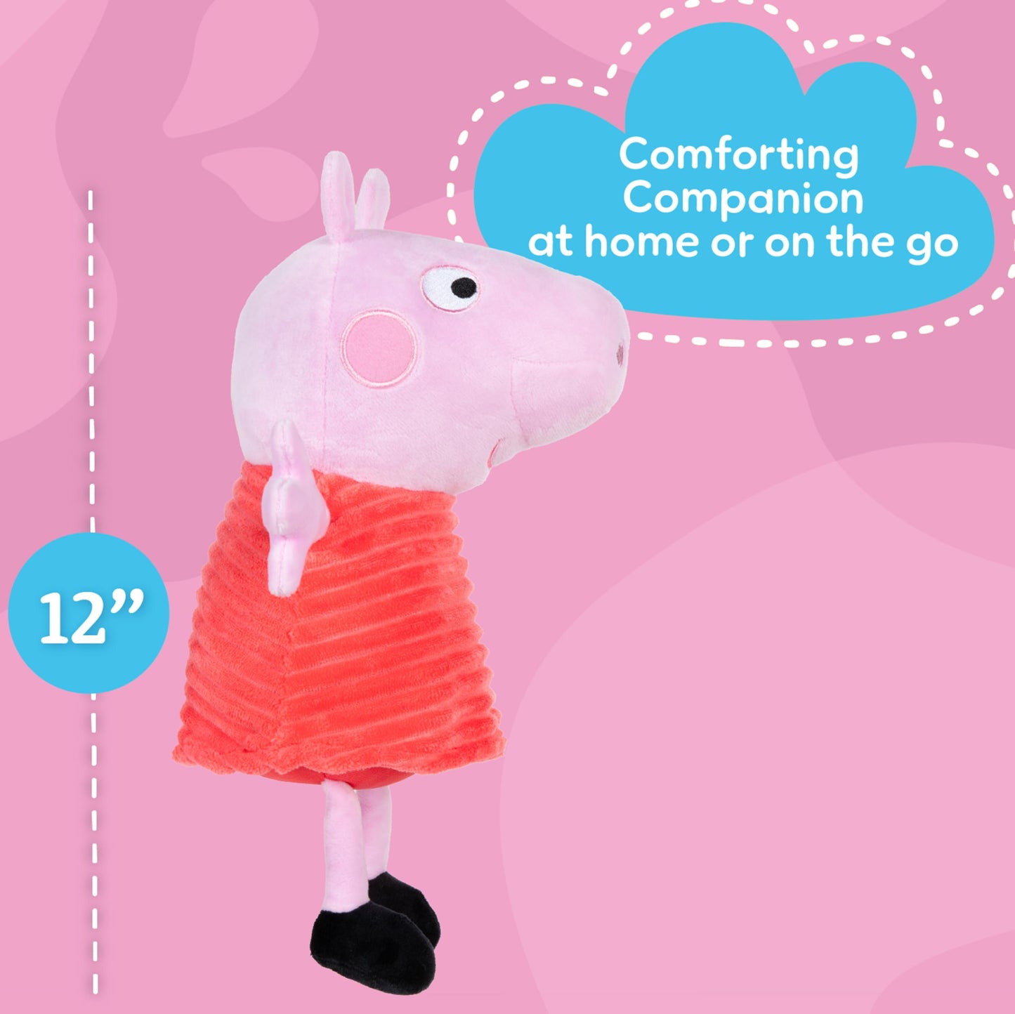 Kids Preferred Peppa Pig 12" Plush, Babies 0 Months and Up, Super Soft, Beans in Bum, Embroidered Details, Ideal for Baby Shower and Expecting Parents
