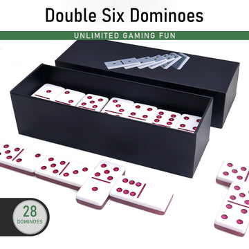 IDTQ Dominoes Set for Adults, Double 6 Dominos Game Set with 28 Domino Tiles Double with Upscale Gift Boxes -7 Polyhedral Dice -Classic Board Games