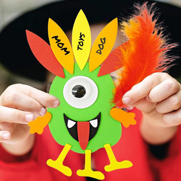 4E's Novelty Monster Turkey Crafts for Kids (Makes 4) Foam Magnet Craft Kit, Thanksgiving Crafts for Kids 4-8, 3-12, Fun Activities for Kids