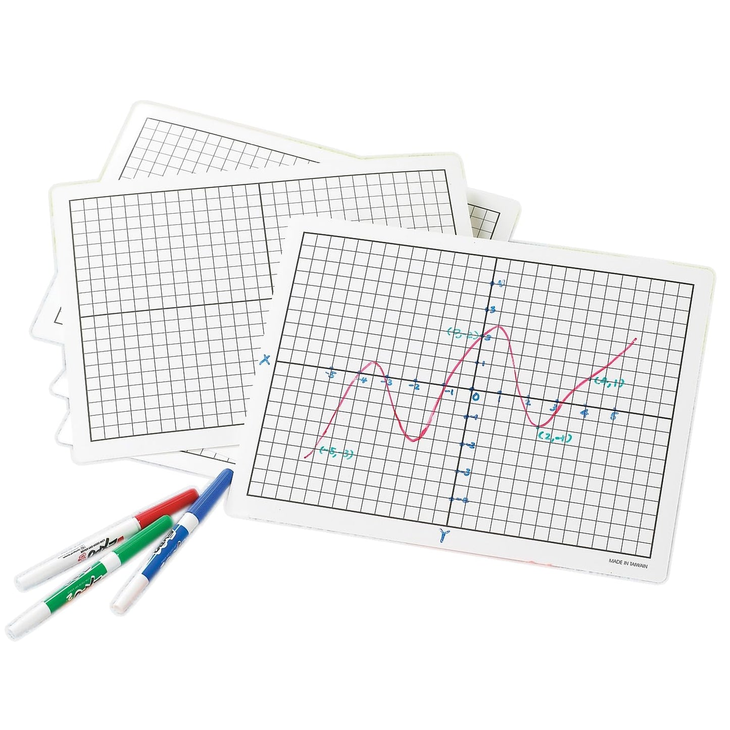 Didax Write and Wipe Coordinate Board Set with X/Y Axis for Grades 3-8, 9 x 12 Inches, Plastic, Set of 10