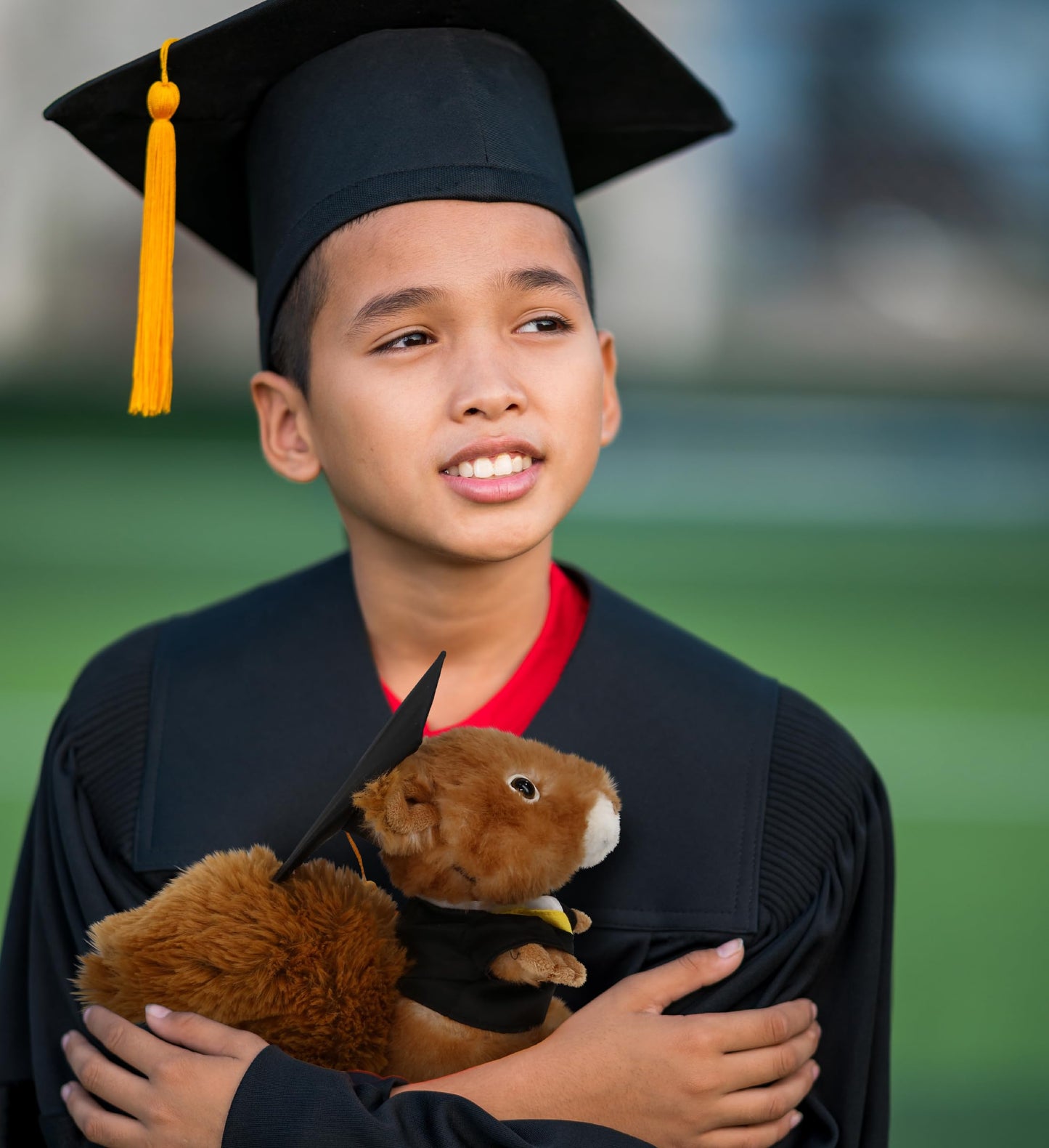 DolliBu Squirrel Graduation Plush Toy - Soft Huggable Graduation Stuffed Animal Dress Up with Gown and Cap with Tassel Outfit with Personalization