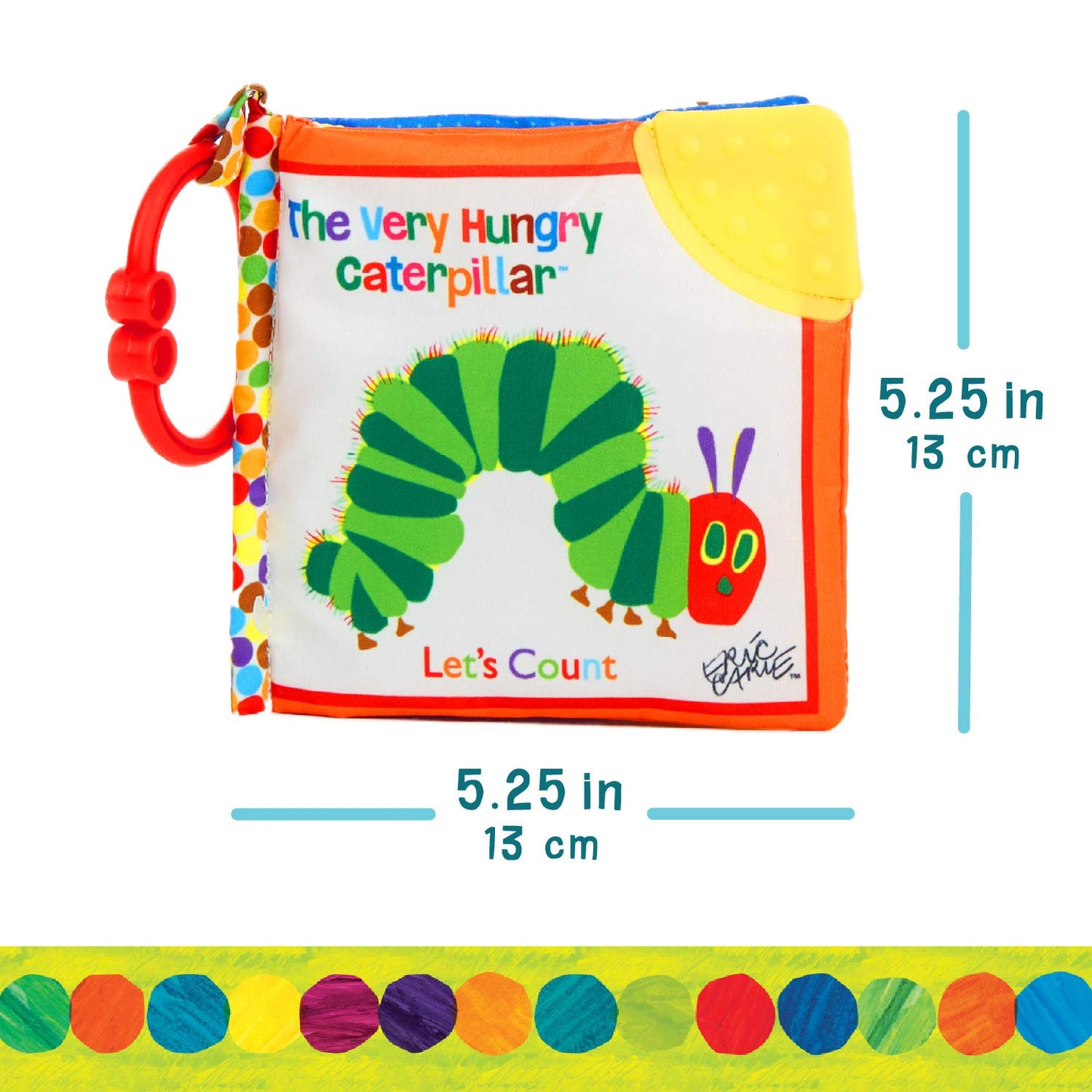 Let's Count Soft Book - World of Eric Carle the Very Hungry Caterpillar Baby on the Go Clip Teething Crinkle Soft Sensory Book for Babies, 5.25x5.25
