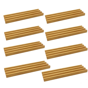 ESSAJOY Wooden Domino Trays/Racks Set of 8 Domino Tiles Holders Mexican Train Wooden Trays/Racks Wood Organizers for Chicken Foot (8 Premium Domino