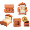 5-Piece Brown Dollhouse Furniture Kit - DIY Decoration Accessories Set, Living Room, Bedroom Furniture (Bed, Sofa, Record Player, Fireplace