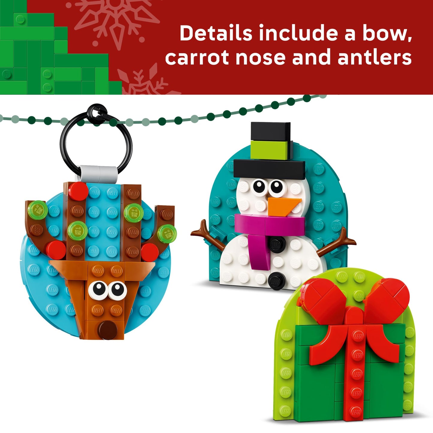 LEGO Christmas Ornament Selection Building Toys - Holiday Crafts for Family, Kids, Boys & Girls, Ages 6+ - Hanging Christmas Decorations for Tree