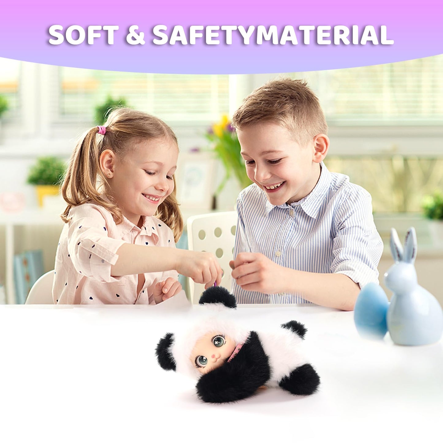 Furvana Cute Panda Stuffed Animal Doll Series, Vinyl Kawaii Panda Plush Pendant, Giftable for Kids, Boys, Girls Birthday Christmas