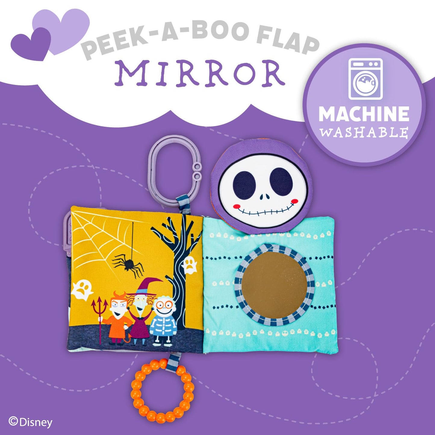 Kids Preferred Disney Nightmare Before Christmas My First Scare Jack Skellington Soft Book Baby Teething Crinkle Book with On-The-Go Clip, Crinkle