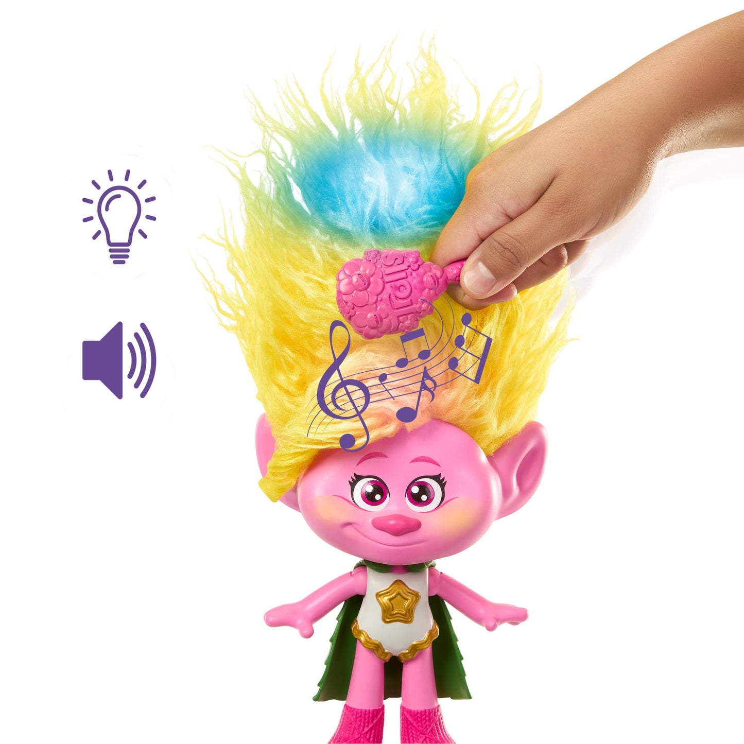 Mattel DreamWorks Trolls Band Together Toys, Rainbow HairTunes Viva Doll with Lights, Music & Sound, Inspired by the Movie