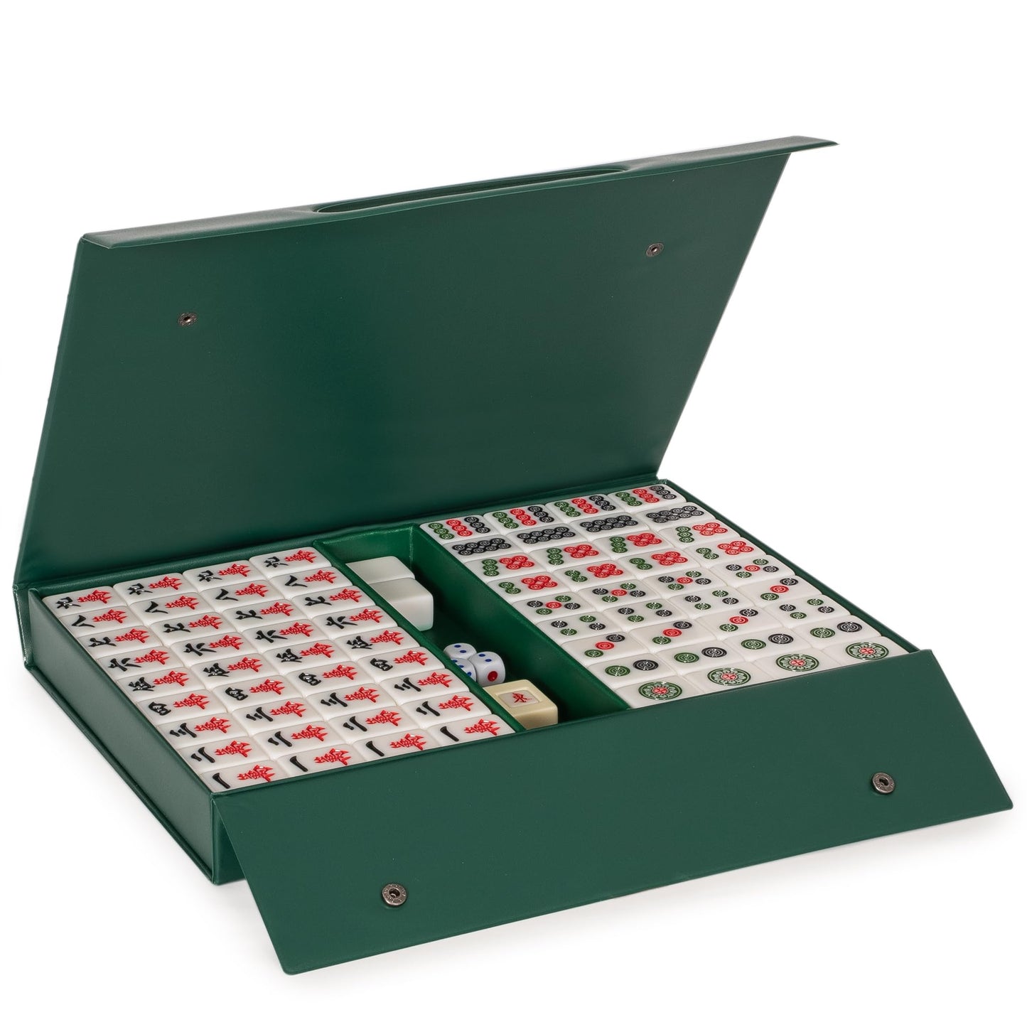 Yellow Mountain Imports "Emerald Weave Chinese Mahjong Set, with 146 Large 1.6-Inch Tiles, Green Vinyl Case, Wind Indicator and Dice - for Chinese
