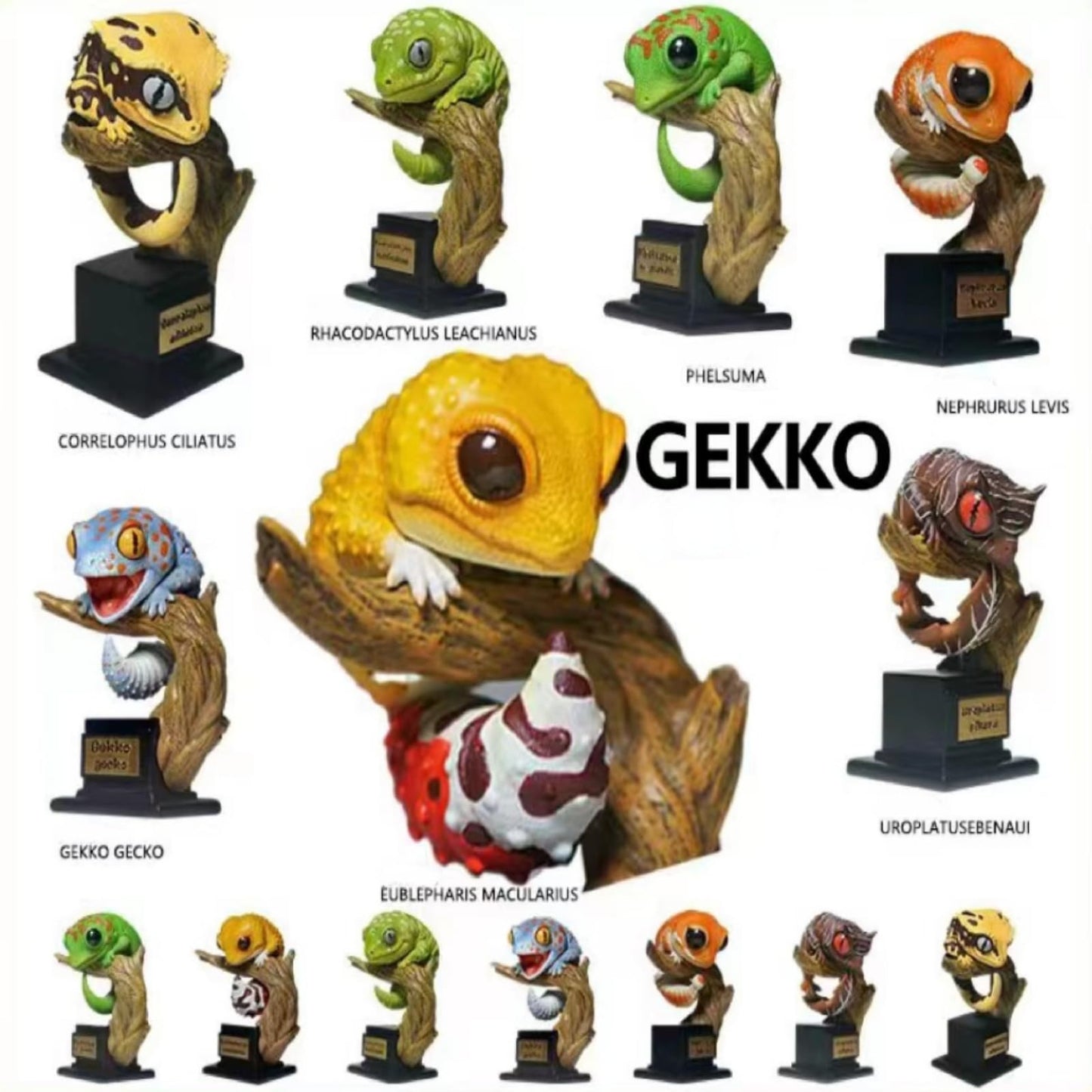 HAMAPI Gecko Gekko Toy Model - Standard/Plus Size Collectible Crawling Pet Gift Set?Popular Toys Leopard Gecko/nephrurus Levis?Blind Box?Plus?Smystery