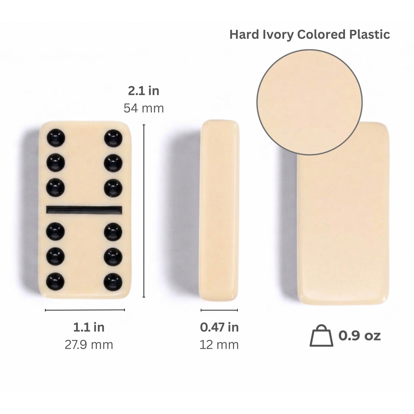 WE Games Club Size Double Six Ivory Dominoes in Vinyl Case