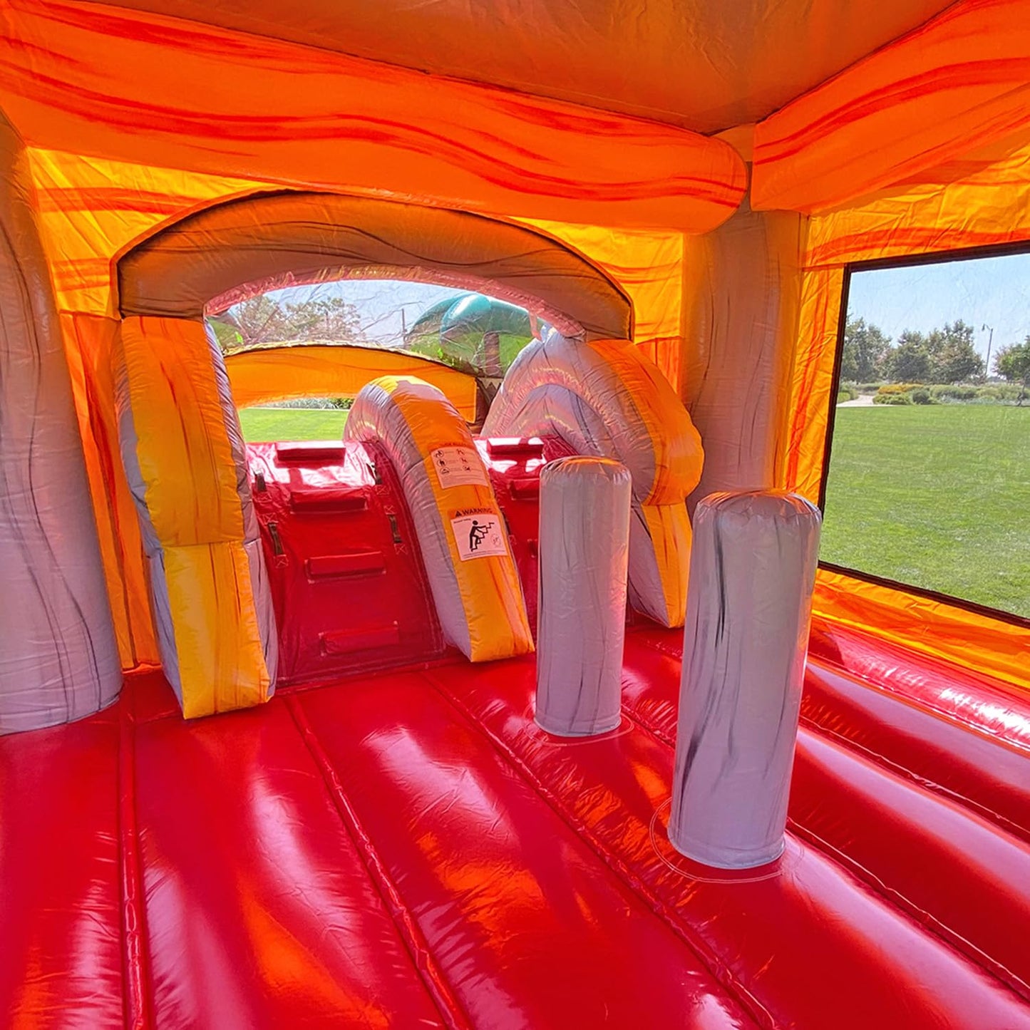 JumpOrange T-Rex Commercial Grade Bounce House Water Slide with Pool for Kids and Adults (with Blower), Basketball Hoop, Wet Dry Combo, Outdoor, Big