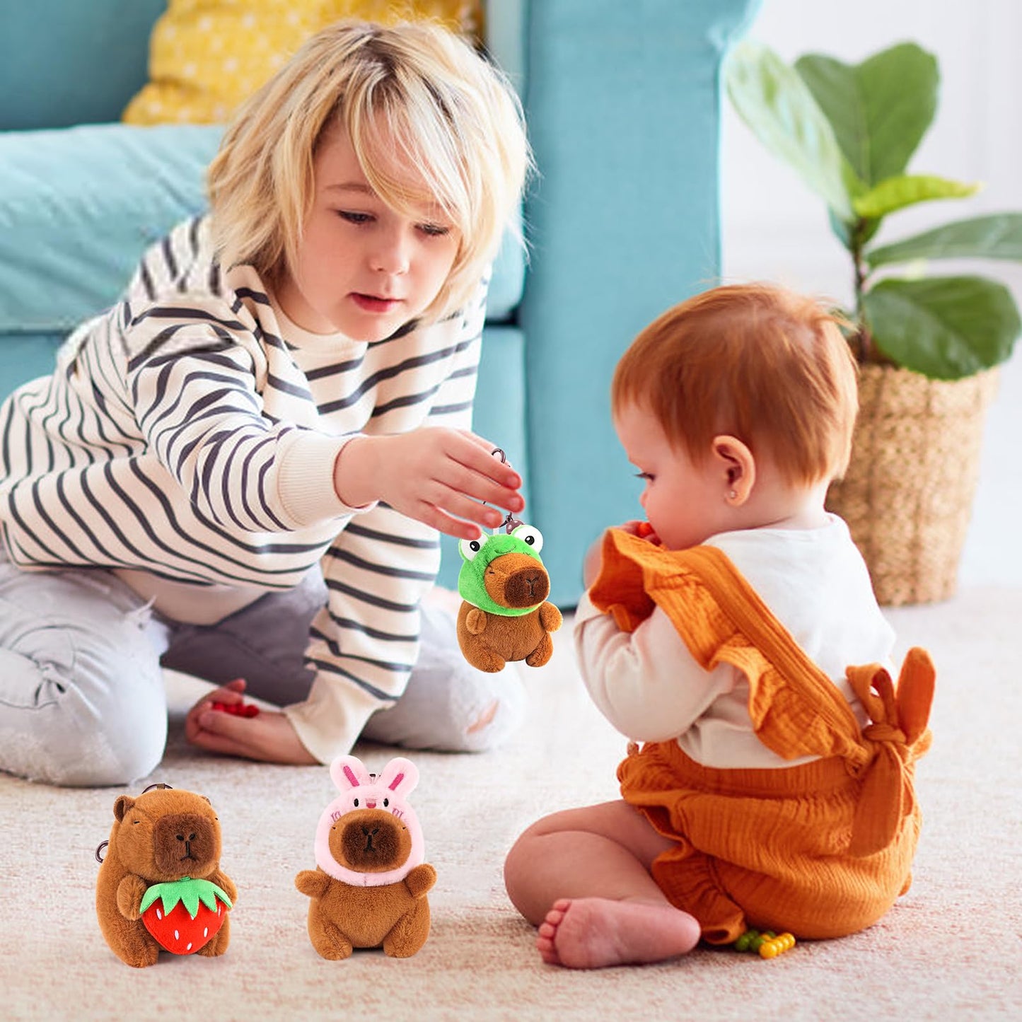 Achwishap 3PCS Capybara Plush Keychain,Cute Keychain Capybara Stuffed Animal,Soft Capybara Plush Toys Key Chain,Plushie Stuffed Toys for Kids Adults