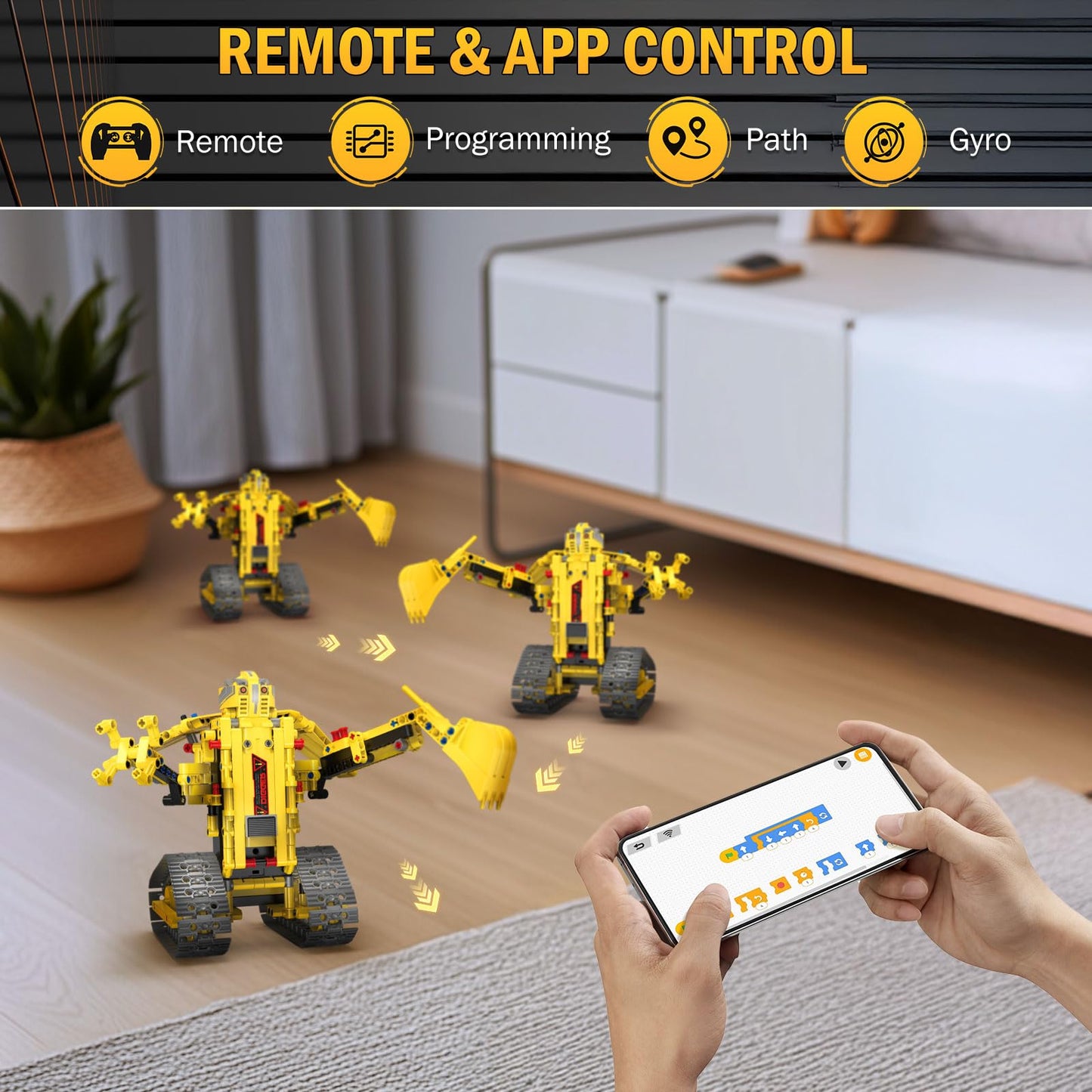 OUTOGO 5 in 1 STEM RC Robot Building Kit, 555 PCS APP & Remote Control Robot Toys for Kids Age 6 7 8 9 10 11 12+, Engineering Science Coding Robotic