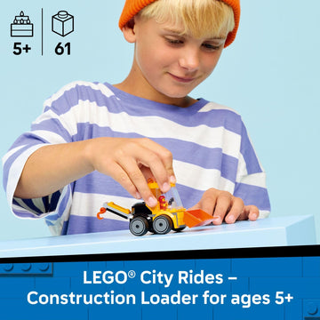 LEGO City Rides - Construction Loader Building Toy for Kids - Pretend Play Set for Boys & Girls, Ages 5+ - Construction Toy W/Backhoe, Loader Bucket