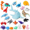 Eisfiel 24Pcs 3D Printed Sea Animal Toys, 3D Printed Ocean Animals Figurines Toys for Kids, Flexible Articulated Fidget Toys for Birthday Party Favors
