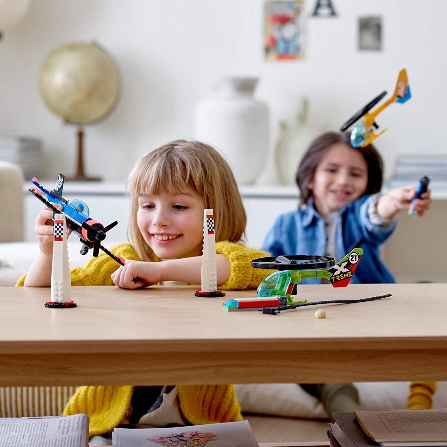 LEGO City Air Race 60260 Flying Helicopter Toy, Features 2 Ripcord Helicopters, Stunt Plane Aircraft Toy, 2 Pylons, Plus Rivera, Xtreme and Vitarush