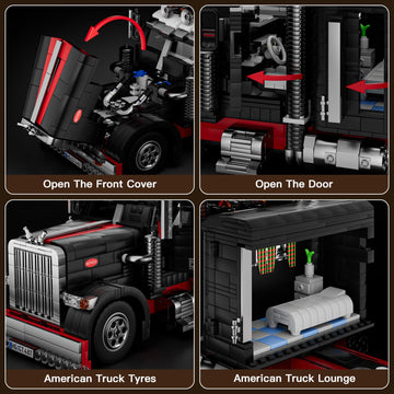 Mould King Semi Truck Building Set, 1814 Pcs Trailer Vehicle Model for 14+