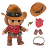 aimpiwt Western Cowboy Doll Clothes Set - 17cm Fashion Dolls Outfit with Hat, Scarf, Belt & Shoes for Display and Photoshoot
