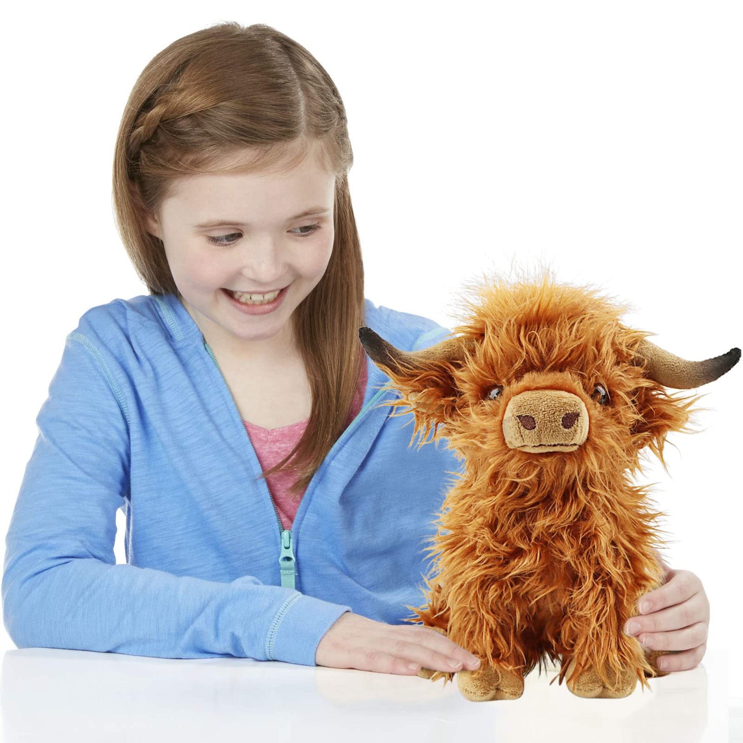 Cute Highland Cows Stuffed Animals,10.5 inches Realistic Cow Plush Toy,Highland Cattle Farm Toy Present for Adults Kids Boys Christmas Halloween Girls