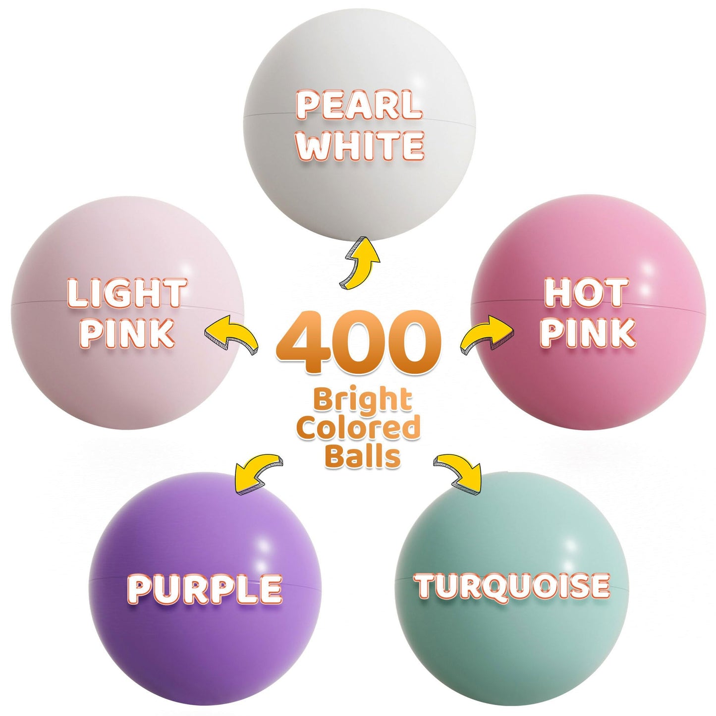BalanceFrom Play Pit Balls Toy Set for Kids with Mesh Bag, Rainbow or Pastel Colors - Crush-Proof Plastic for Ball Pits, Playhouses, Bounce Houses