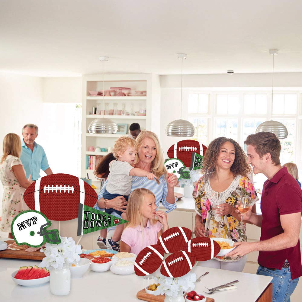 Big Dot of Happiness End Zone - Football - Baby Shower or Birthday Party Centerpiece Sticks - Showstopper Table Toppers - 35 Pieces