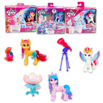 My Little Pony Toy Figures Set for Girls - Bundle with 2 MLP Cutie Mark Magic Dolls and Izzy Unicorn Tea Party with Accessories, Stickers, More | My