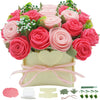 BAZIMA ALICE DIY Felt Flower Kit, Pink Rose Bouquet Kit, Floral Gifts - Arrange Pre-Cut Flowers and Foliage