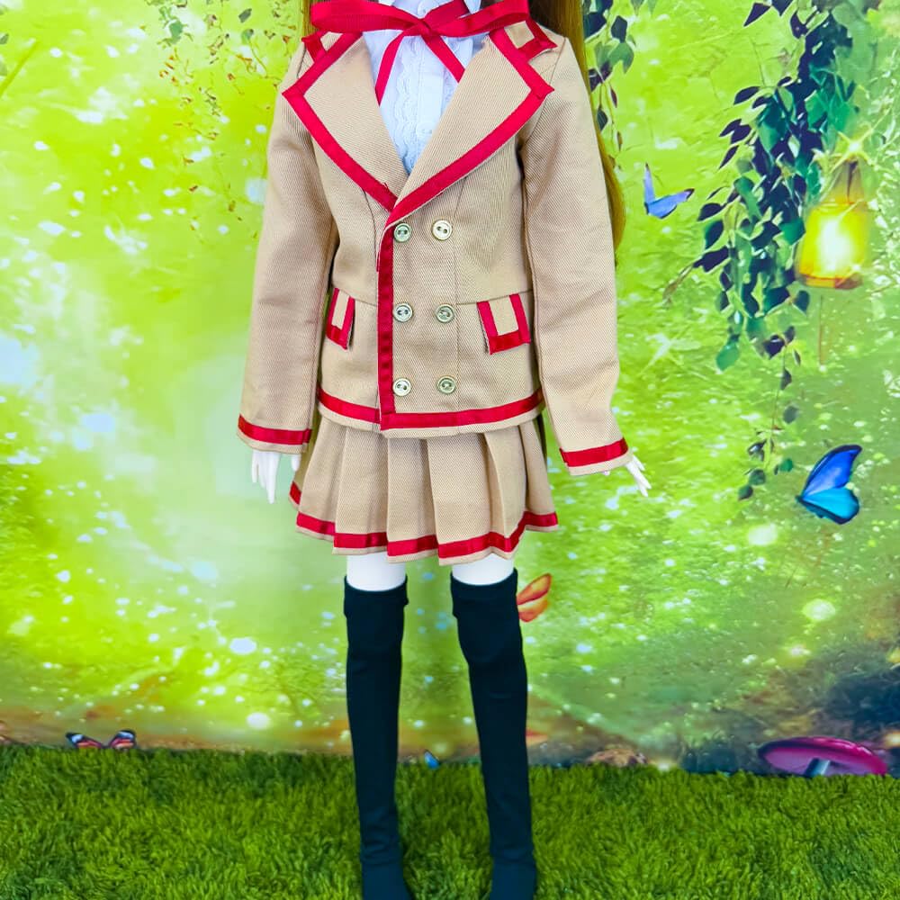 niannyyhouse 1/3 1/4 BJD Dolls Clothes Khaki Coat White Shirt Pleated Skirt Socks School Uniform Outfit Ball Jointed Dolls Accessories Dress Up Gift