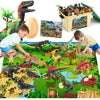 FRUSE Jurassic Dinosaur Toys Figures,12 PCS Realistic Large Dinosaur Figurines with Jumbo Play Mat & Information Dino Book,Educational Dino Figure