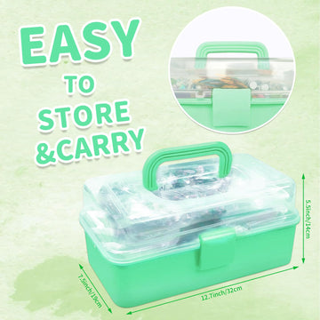 Bobbie Art Arts & Crafts Box - 3000+ pcs Deluxe Craft Supplies Box Green - Art Crafting Kit Birthday Gifts for Kids, School Supply for Ages 4-12