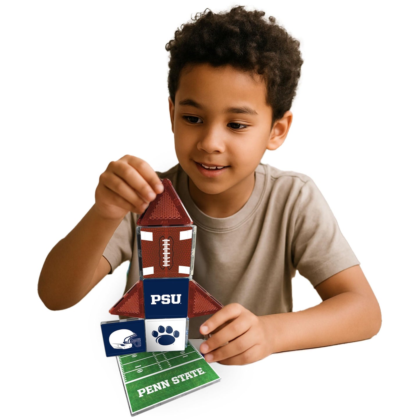 CreateOn NCAA Fan-Tiles Magnetic Match-Up Tiles for Penn State Nittany Lions Fans, 17-Piece Building for Kids & Adults, Officially Licensed NCAA Team