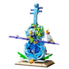 Flower Violin Building Set, Music Instrument Building Toy with Light, Creative Botanical Model Kits for Adults Teen Girls Women, with Bird & Floral
