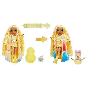 Rainbow High Winter Wonderland Sunny - Yellow 11” Fashion Doll with Magic Snow Hidden in Fashion That Puffs Up with Water, and Snowman Kit, for Kids