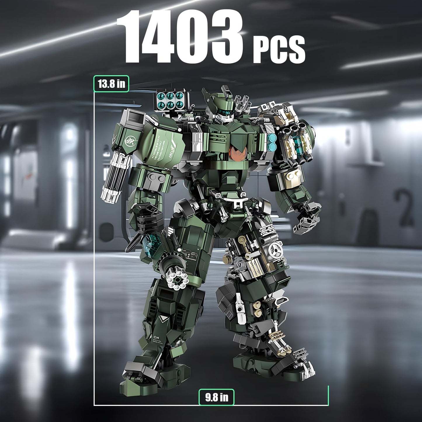 HIGH GODO Mech Building Blocks Set for Adults, Motorized Robot Model Building Kit with Multiple Weapons, Hard Core Industrial Style Collectible Gifts