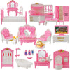 46 Pcs Dollhouse Furniture Set,Miniature Dollhouse Accessories 1:12 Doll Furniture with Cat,Dog,Kitchen, Dining Room,LivingRoom,Bedroom Mini Doll