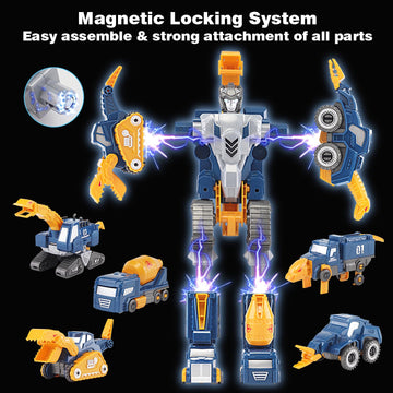 QUERCITRON Construct Truck Dinosaur Transform Toy Robot Car Magnet Vehicle