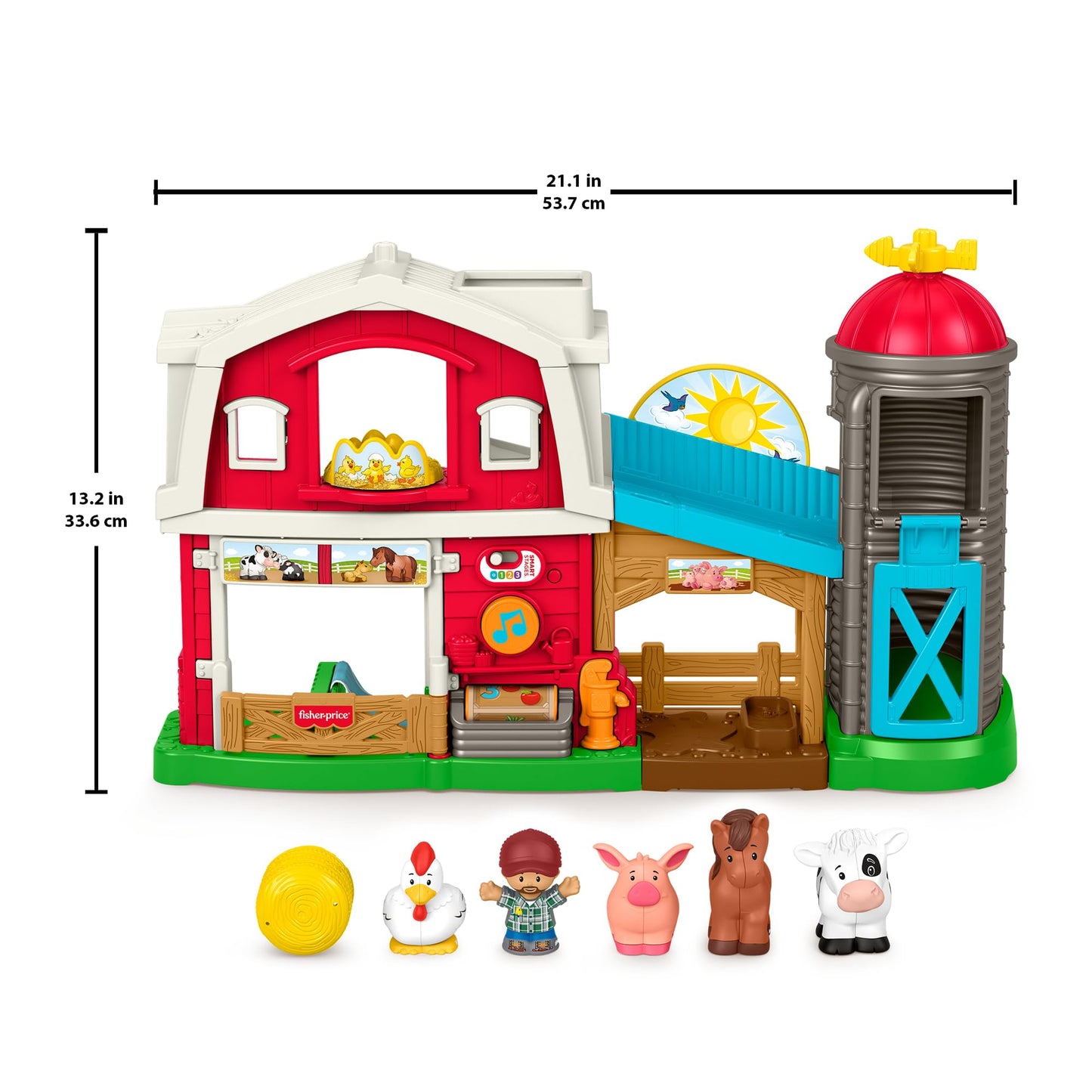 Fisher-Price Little People Farm Animals JGX08 Music and Learning Set, Role Play, Children from 1 Year Old, Multilingual Version, JGX08