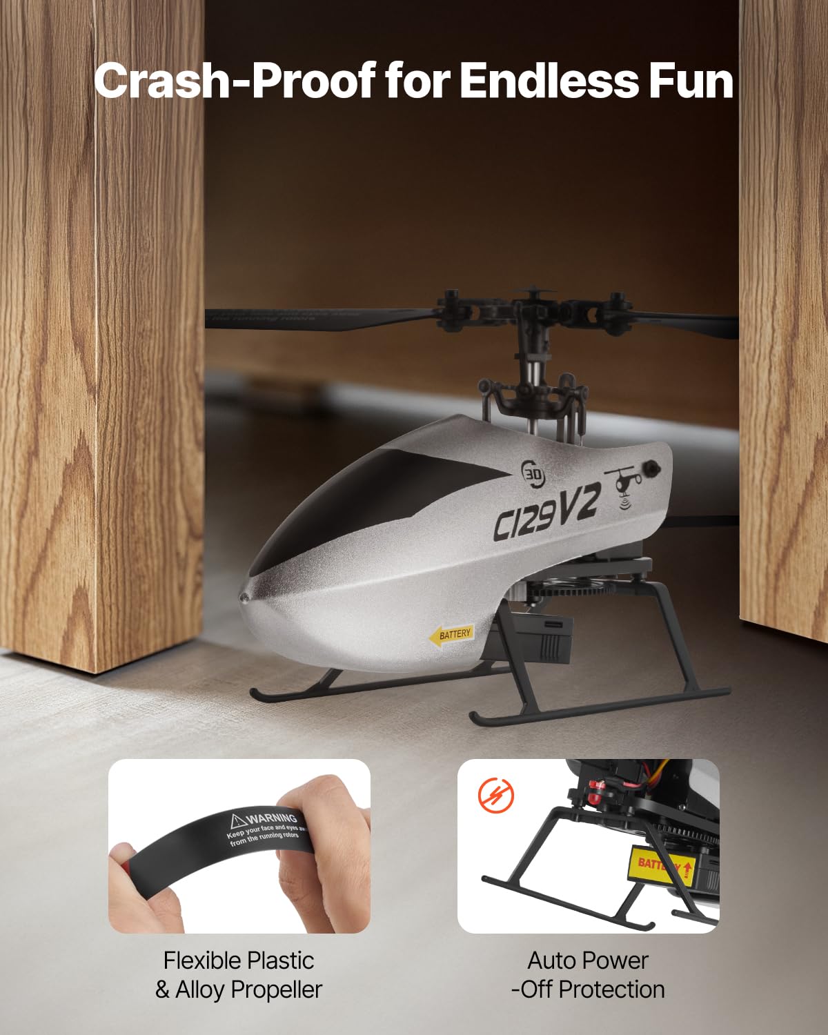 VEVOR RC Helicopter, 2.4GHz Single Propeller Remote Control Helicopter with Gyro, 4-Channel RC Airplane for Beginner, 39 Min Flight Time, One-Key