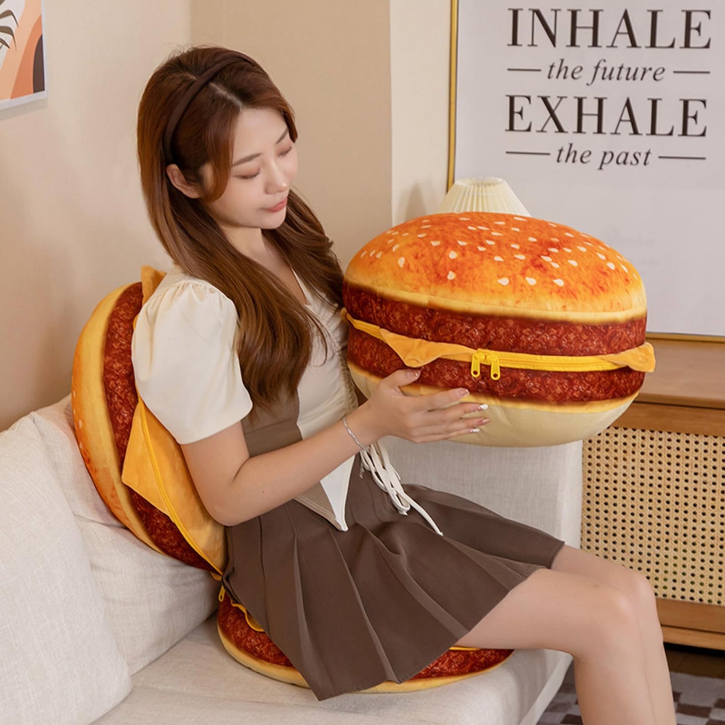 funnykitten Hamburger Plush Pillow, 3D Simulation Cheeseburger Pillow Burger Plush Hugging Pillow Cushion Funny Food Plush Pillows Toy for Home Decor
