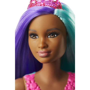 Barbie Dreamtopia Mermaid Doll, 12-inch, Teal and Purple Hair, with Tiara, Gift for 3 to 7 Year Olds