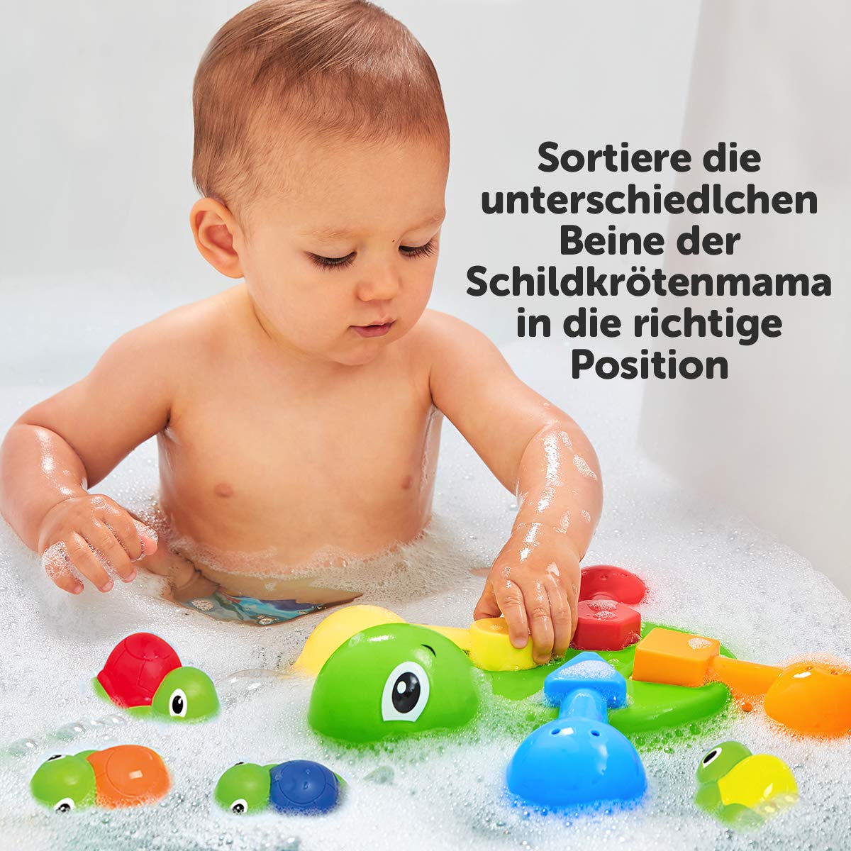 TOMY Toomies Turtle Tots | Shape Sorting Suction Squirters Bath Toy | Baby Bath Toy for Boys & Girls Aged 1, 2,3+ Year Olds