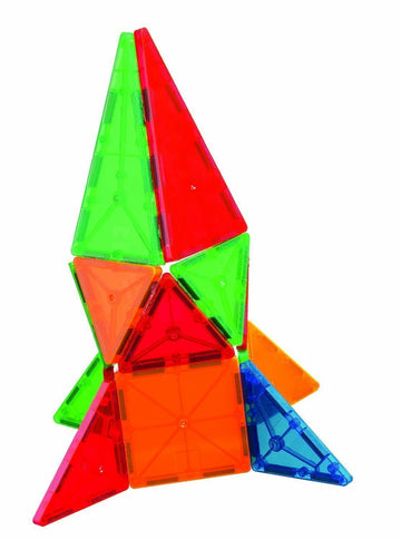 Mag Genius Award Winning Building Tiles Clear Colours 3D Brain Building Blocks, Set of 140 Pieces in Storage Bin