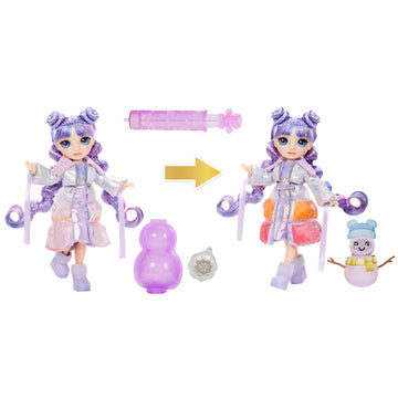 Rainbow High Winter Wonderland Violet - Purple 11” Fashion Doll with Magic Snow Hidden in Fashion That Puffs Up with Water, and Snowman Kit, for Kids
